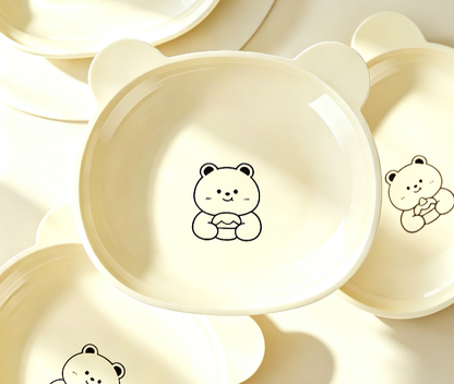 Cute Cartoon Bear Bone Plate, Cream Color Unbreakable Food Residue Dish, Household Table Snack Plate Stackable