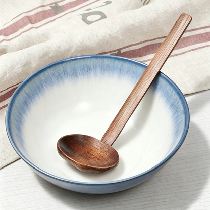 Japanese Long Handle Wooden Ramen Spoon, Turtle Shell Octagon Soup Ladle, Commercial Hot Pot Spoon for Noodle Hot Pot Malatang, Food Grade Carbonized Nanmu Wood Spoon