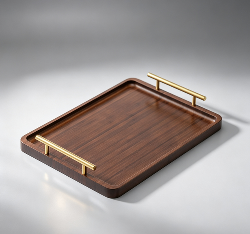 Luxury Solid Walnut Serving Tray, Rectangular Tea Tray for Hotel Guest Room, Wooden Dessert Cake Bread Platter for Cafe Restaurant, Afternoon Tea Snack Storage Tray